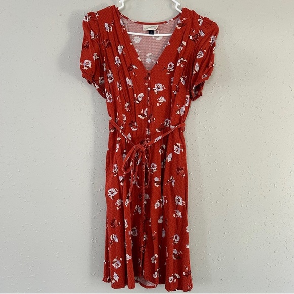 Universal Thread Dresses & Skirts - Universal Thread Burnt Orange Floral Button Down Mini Dress Spring Casual Medium